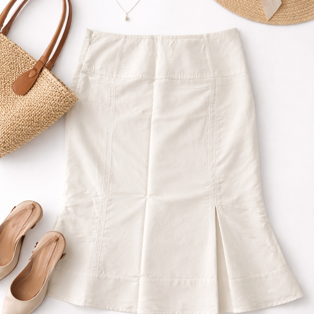 Anthropologie Ivory Knee-Length Midi Skirt NWT Size 2 | Spring Resort